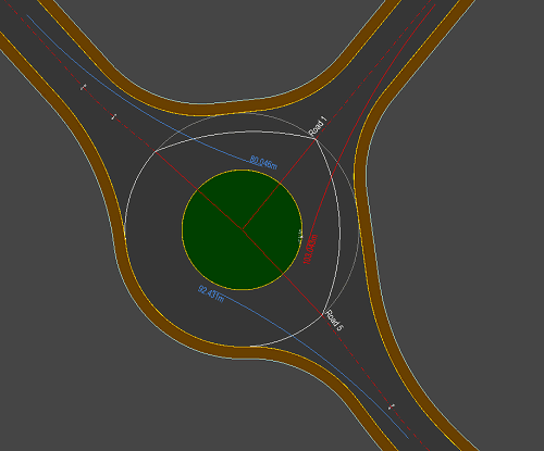 Roundabout entry deflection example