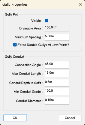 Auto Gully Properties Window