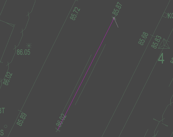 Plan view of new breakline