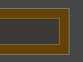 Road requiring mitred corner