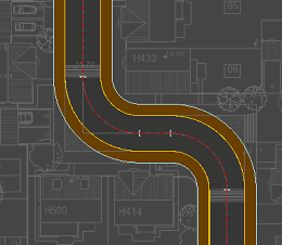 Road requiring mitred corner