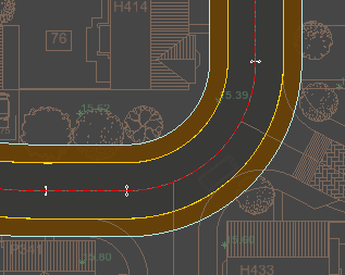 Road requiring mitred corner