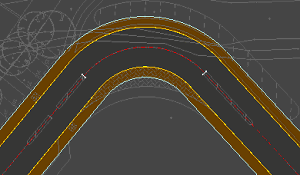 Road requiring mitred corner