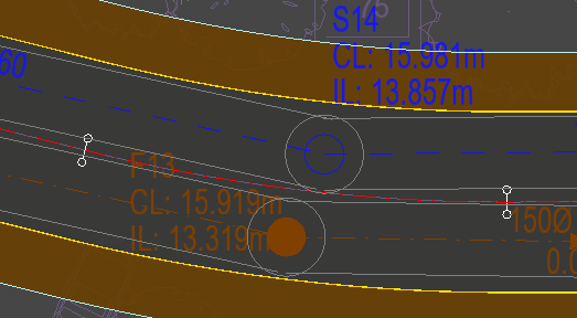Example showing kerb clearance lines drawn