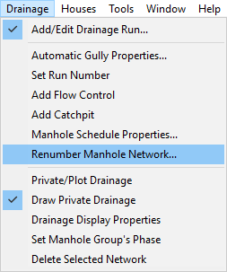 Manhole Renumbering Tool Menu