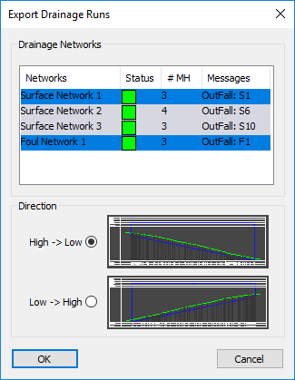 Drainage Run Export Window