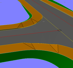 A pair of crossing points perpendicular to the centreline