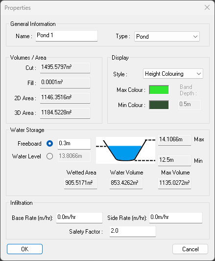 Pond Properties Window