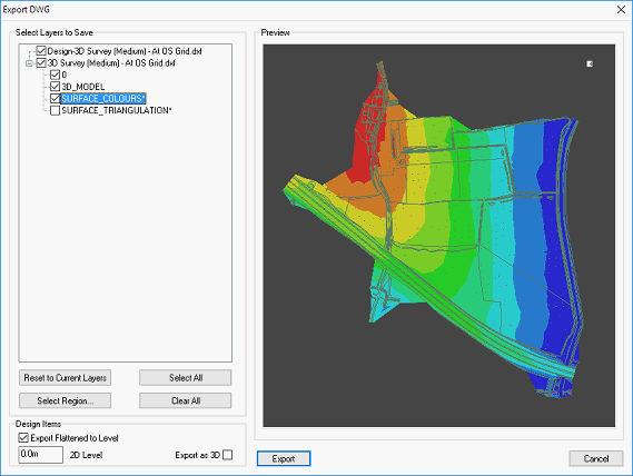 Export colour bands