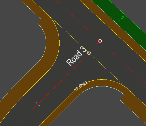 Example of different width footways at a junction