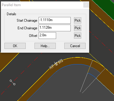 Example of parallel footway item