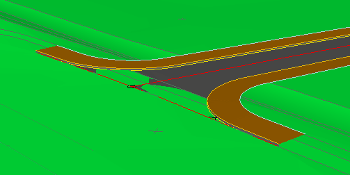 3D view of junction tying into survey surface.