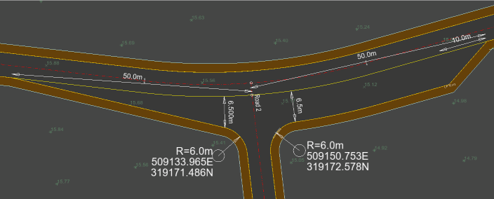 Example of a junction with lanes and tapers