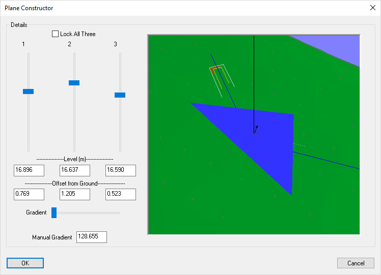 Specifying the points and gradient of the plane