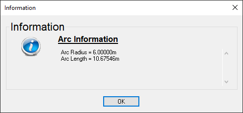 Check arc radius information window example