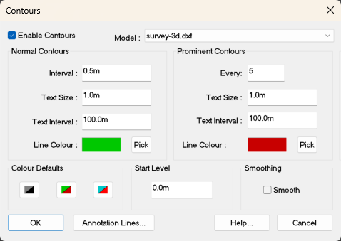 Earthwork Contours Window