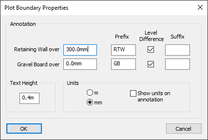 Plot Boundary Properties window