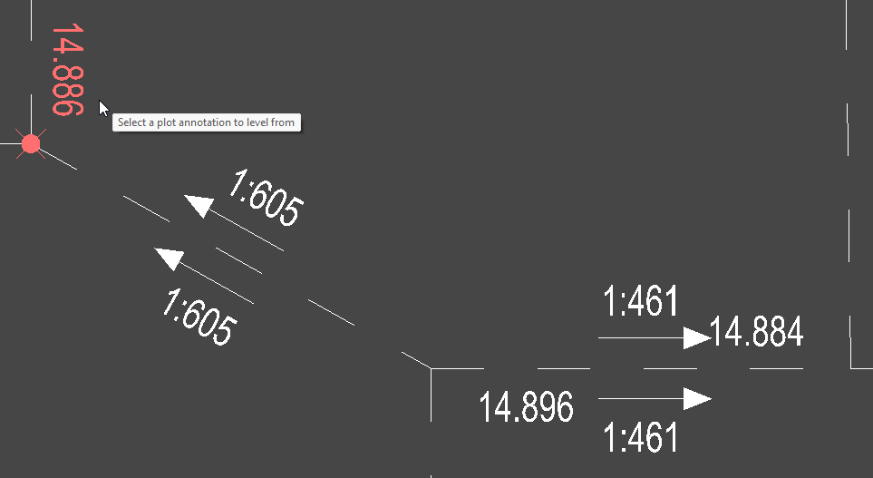 Example showing the selection of the first annotation level selection