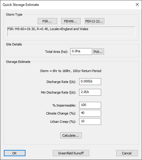 Quick Storage Estimate Window