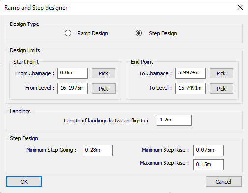 Ramp and step designer window