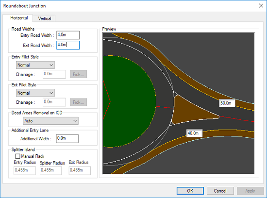 Example of roundabout splitter island