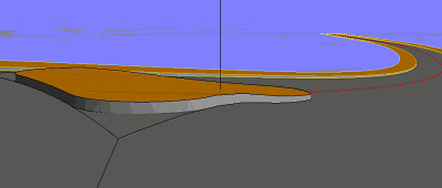 Splitter island with smoothed levelling