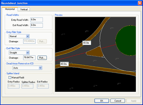 Straight exit roundabout example
