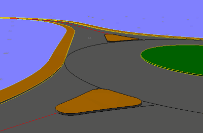 3D view of straight roundabout exit