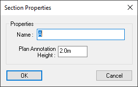 Window for setting the section properties