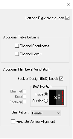 Additional centreline Setting-Out properties panel