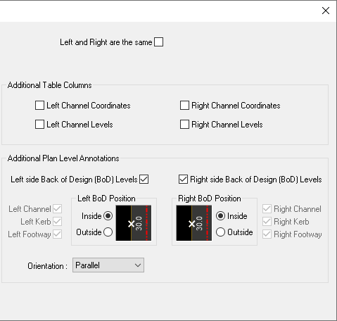 Additional centreline Setting-Out properties panel