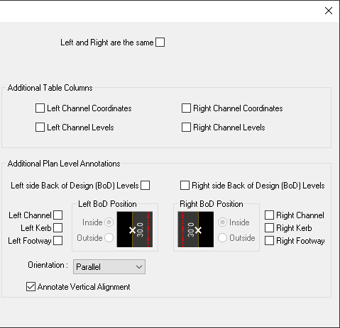 Additional centreline Setting-Out properties panel