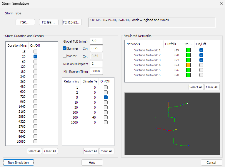 Run Storm Simulation Window