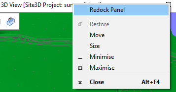 Right click menu for undocked panel