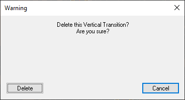 Confirmation window for deleting a vertical transition